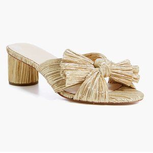 Loeffler Randall Gold Emilia Pleated Knot Mules